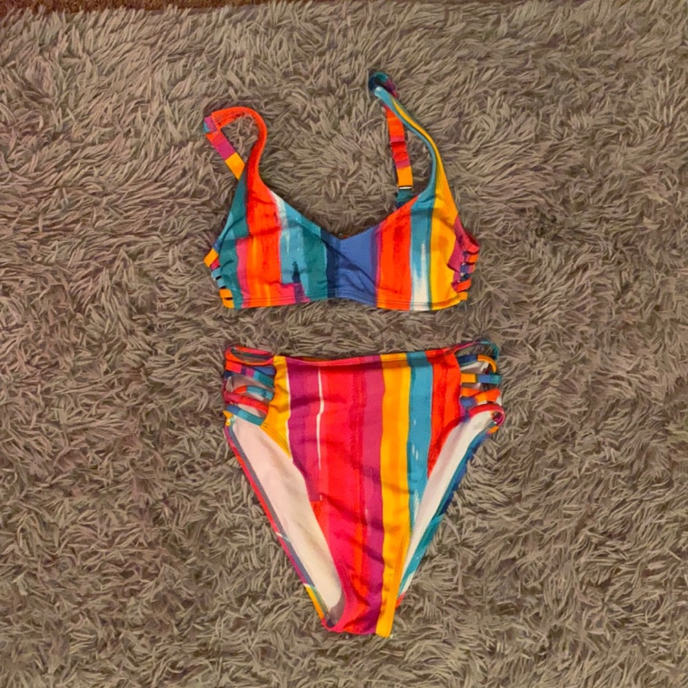 Xhilaration High-Waisted Multicolored Bikini.